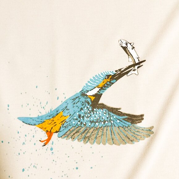 MONTBELL JAPAN Kingfisher Print Ivory T Shirt NWT - Picture 3 of 4